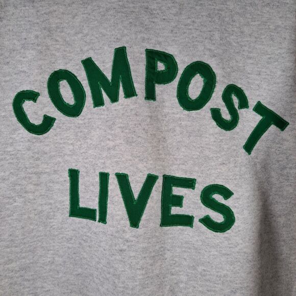 XL VTG Handmade Embroidered Crewneck Sweatshirt Compost Lives Gardening Pullover - Picture 2 of 5